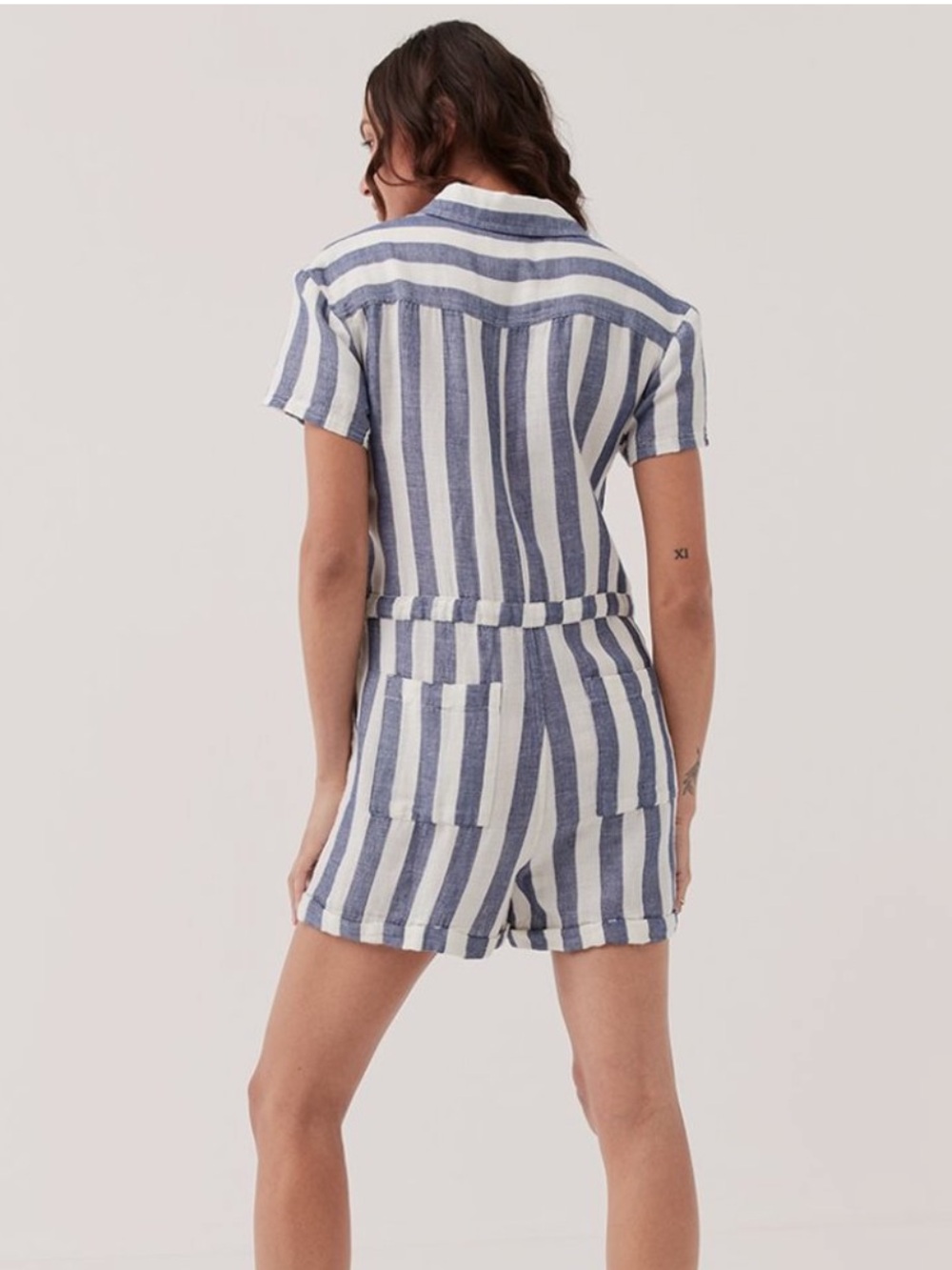 Pact Blue Striped Harbour Romper - Picture 3 of 9